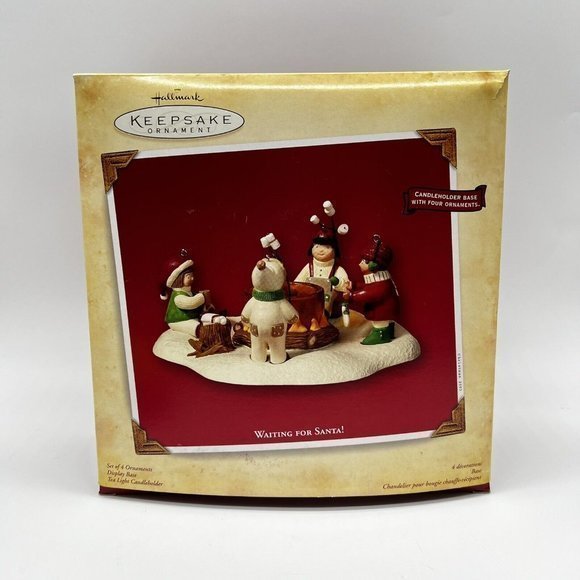 HALLMARK  Keepsake Ornament Waiting For Santa Set‎ Of 4 W/ Candle Base 2003 - Picture 5 of 6
